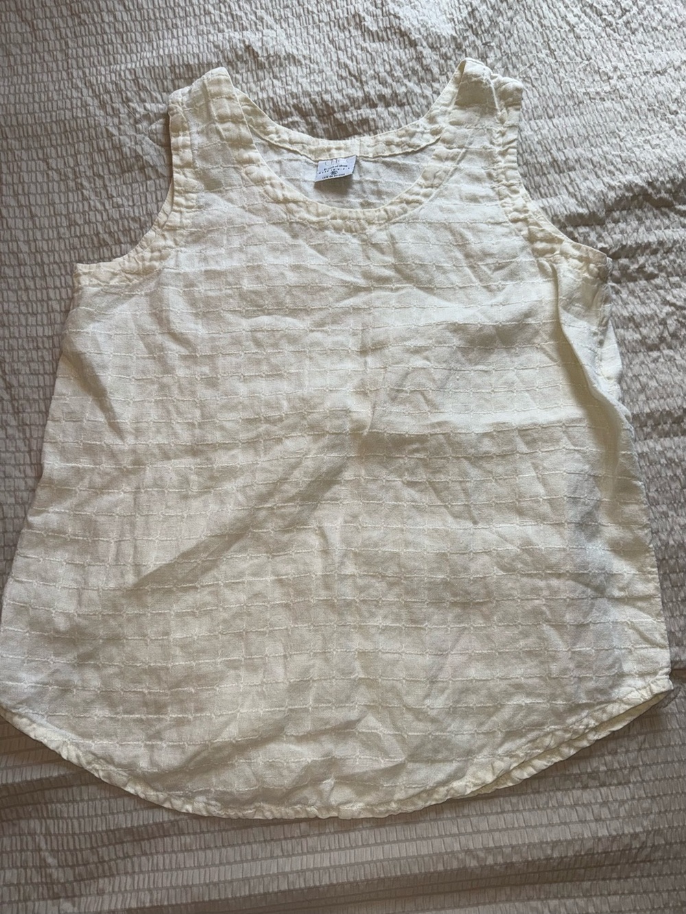 Vintage Butter Colored Linen Oversized Tank xl